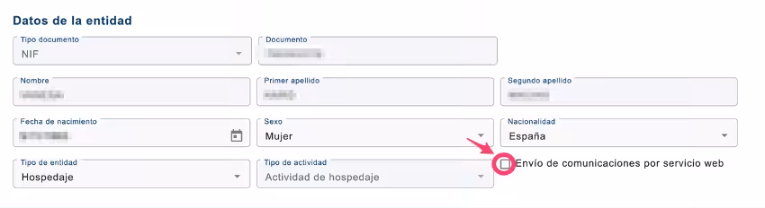 datos de la empresa registro ses hospedajes